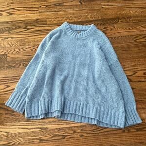 Pastel baby blue knitted loose oversized Aerie sweater